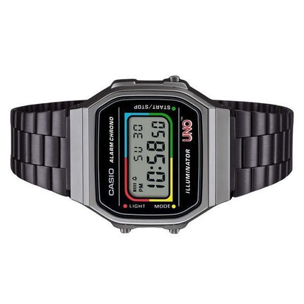 Casio Vintage Digital UNO -yhteistyömalli ruostumattomasta teräksestä valmistettu rannekoru Quartz A168WEUC-1A Unisex kello