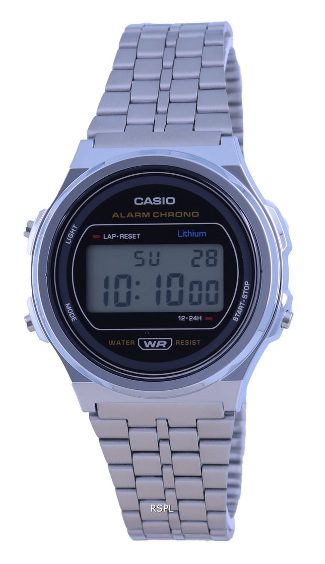 Casio A171 Vintage ruostumattomasta teräksestä valmistettu hartsi digitaalinen A171WE-1A A171WE-1 Unisex-kello
