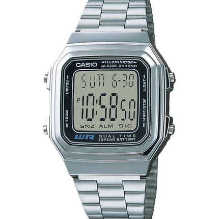 Casio Digital ruostumattomasta teräksestä hälytys Chrono Dual aika A178WA 1ADF A178WA-1A Miesten kello