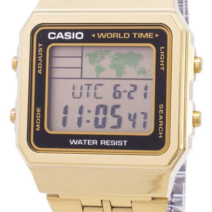 Casio Digital ruostumattoman teräksen maailman aika A500WGA 1DF A500WGA-1 Miesten kello