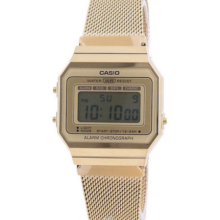 Casio Youth Vintage kultasävyinen ruostumattomasta teräksestä valmistettu digitaalinen A700WMG-9A-kello