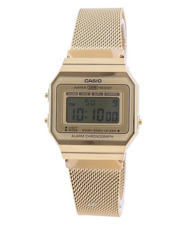 Casio Youth Vintage kultasävyinen ruostumattomasta teräksestä valmistettu digitaalinen A700WMG-9A-kello