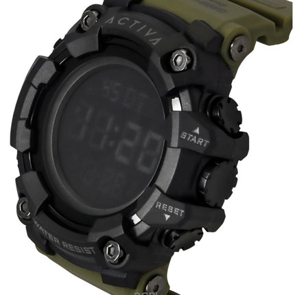 Invicta Activa Digital armeijan vihreä polyuretaaniranneke mustalla kellotaululla kvartsi ACW1968-002 miesten kello