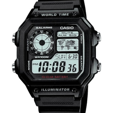 Casio nuorten valaisin maailmassa aika hälytys AE-1200WH-1AV AE1200WH-1AV Miesten Kello