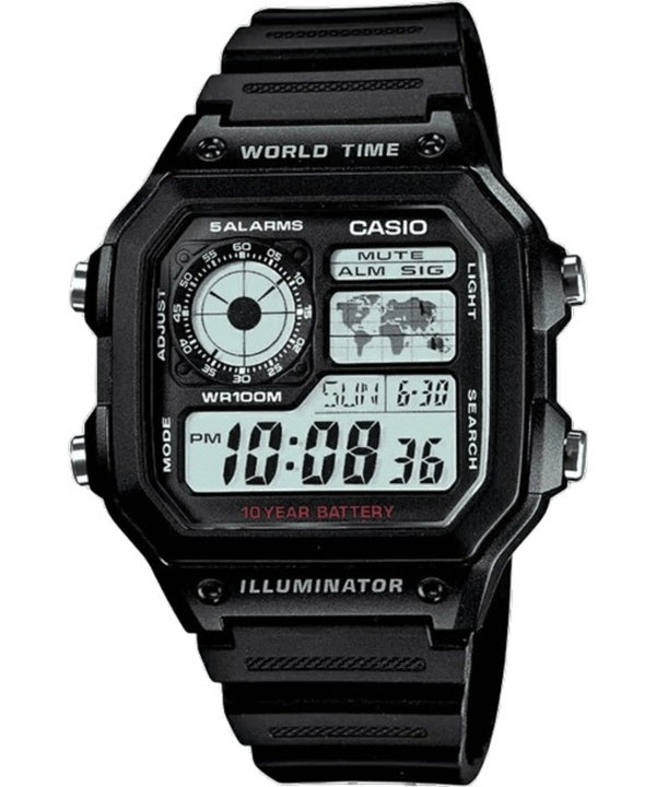 Casio nuorten valaisin maailmassa aika hälytys AE-1200WH-1AV AE1200WH-1AV Miesten Kello