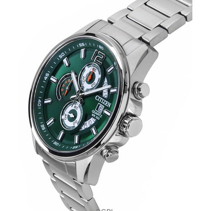 Citizen Chronograph ruostumattomasta teräksestä valmistettu vihreä kellotaulu kvartsi AN3690-56X 100M miesten kello