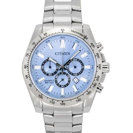 Citizen Chronograph ruostumattomasta teräksestä valmistettu sininen kellotaulu kvartsi AN8230-59L 100M miesten kello