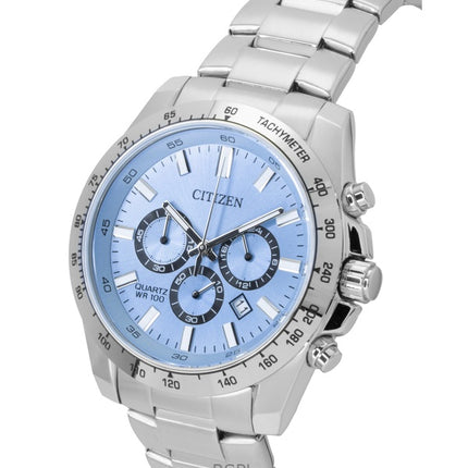 Citizen Chronograph ruostumattomasta teräksestä valmistettu sininen kellotaulu kvartsi AN8230-59L 100M miesten kello