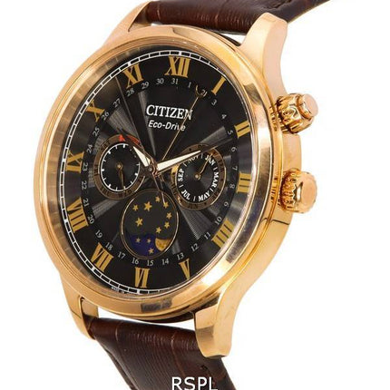Miesten Citizen Eco-Drive Moon Phase -monitoimikello, musta kellotaulu AP1059-19E