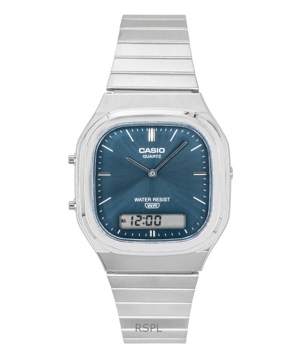 Casio Vintage analoginen digitaalinen ruostumattomasta teräksestä valmistettu taivaansininen kellotaulu AQ-240E-3A unisex-kvartsikello