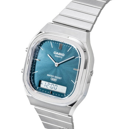 Casio Vintage analoginen digitaalinen ruostumattomasta teräksestä valmistettu taivaansininen kellotaulu AQ-240E-3A unisex-kvartsikello