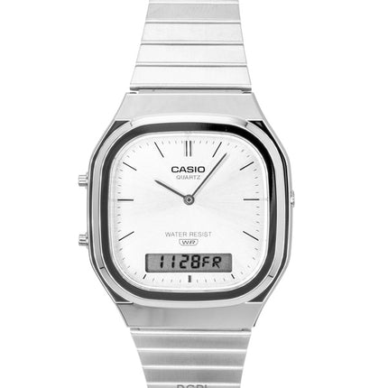Casio Vintage analoginen digitaalinen ruostumattomasta teräksestä valmistettu hopeinen kellotaulu AQ-240E-7A unisex-kello