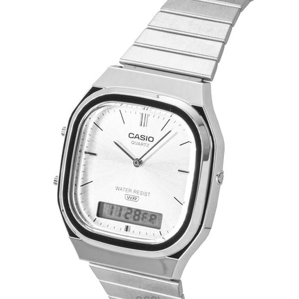 Casio Vintage analoginen digitaalinen ruostumattomasta teräksestä valmistettu hopeinen kellotaulu AQ-240E-7A unisex-kello