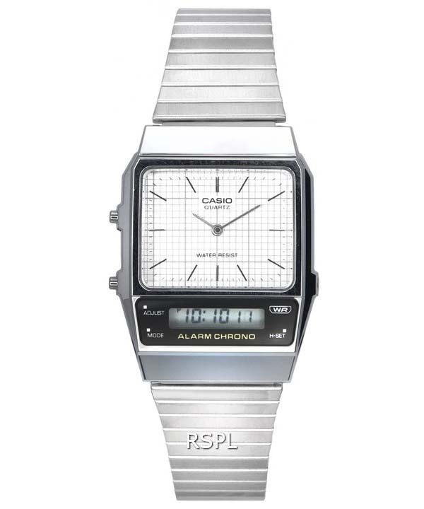 Casio Vintage analoginen digitaalinen valkoinen kellotaulu kvartsi AQ-800E-7A AQ800E-7 Unisex kello