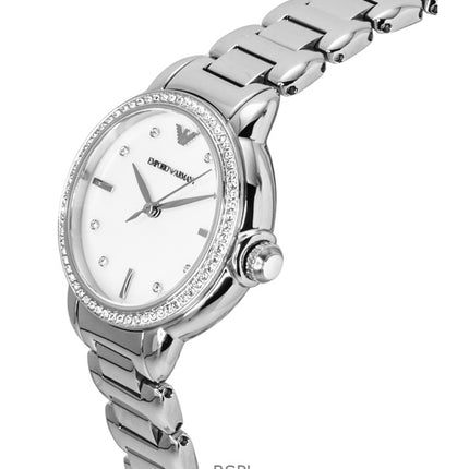 Emporio Armani ruostumattomasta teräksestä valmistettu helmiäiskuvioinen kvartsi AR11596 naisten kello