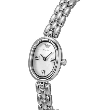 Emporio Armani ruostumattomasta teräksestä valmistettu helmiäiskuvioinen kvartsi AR11720 naisten kello