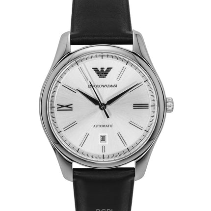 Emporio Armani AR60077 automaattinen nahkaranneke, hopeinen kellotaulu, miesten kello