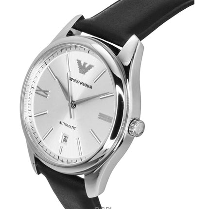 Emporio Armani AR60077 automaattinen nahkaranneke, hopeinen kellotaulu, miesten kello
