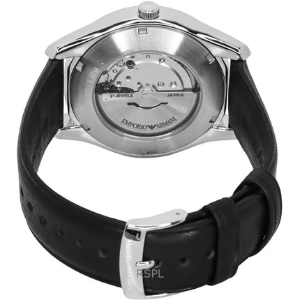 Emporio Armani AR60077 automaattinen nahkaranneke, hopeinen kellotaulu, miesten kello