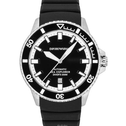 Emporio Armani Sea Explorer silikoniranneke mustalla kellotaululla sukeltajan automaattinen AR60086 200M miesten kello
