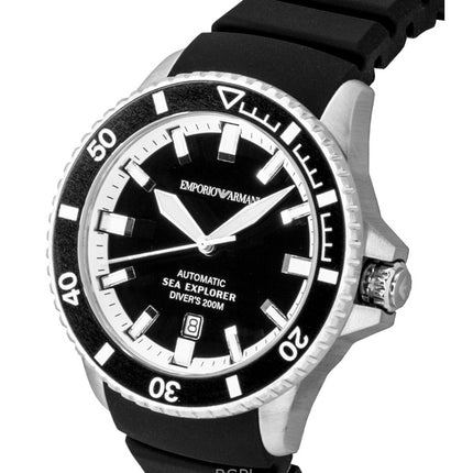 Emporio Armani Sea Explorer silikoniranneke mustalla kellotaululla sukeltajan automaattinen AR60086 200M miesten kello