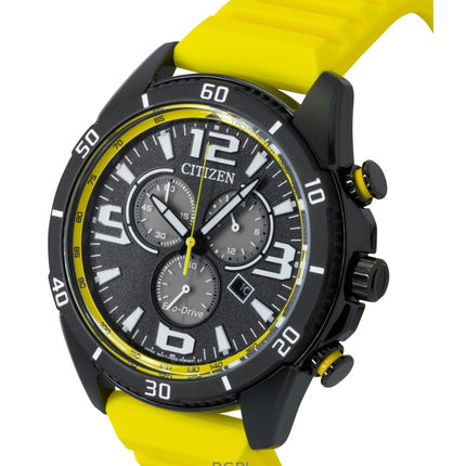 Citizen Brycen Chronograph -silikoniranneke, musta kellotaulu, Eco-Drive AT2585-08E, 100M miesten kello