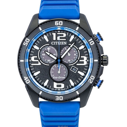 Citizen Brycen Chronograph -silikoniranneke, musta kellotaulu, Eco-Drive AT2586-05E, 100M miesten kello