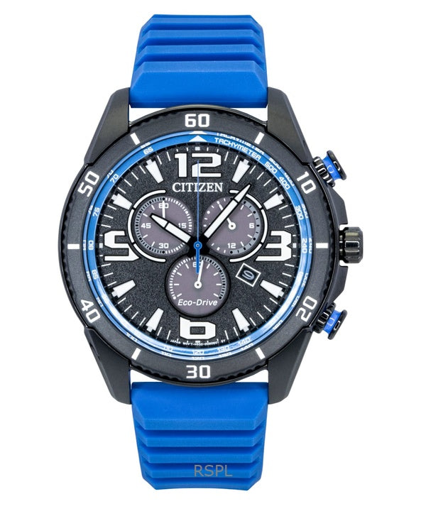 Citizen Brycen Chronograph -silikoniranneke, musta kellotaulu, Eco-Drive AT2586-05E, 100M miesten kello