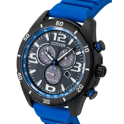 Citizen Brycen Chronograph -silikoniranneke, musta kellotaulu, Eco-Drive AT2586-05E, 100M miesten kello