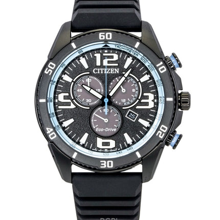 Citizen Brycen Chronograph -silikoniranneke, musta kellotaulu, Eco-Drive AT2587-02E, 100M miesten kello