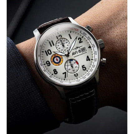 AVI-8 Hawker Hurricane Classic Chronograph Classic White Dial Quartz AV-4011-01 Miesten kello