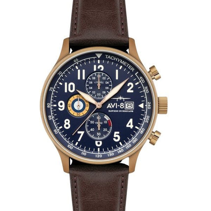 AVI-8 Hawker Hurricane Classic Chronograph Nahkahihna Admiral Blue Kellotaulu Kvartsi AV-4011-0O Miesten kello