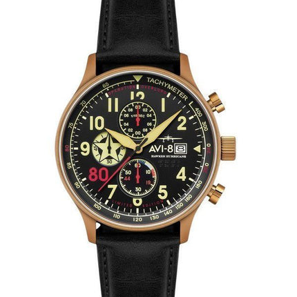 AVI-8 Hawker Hurricane Classic Chronograph D-Day 80 Limited Edition kultainen musta kellotaulu kvartsi AV-4011-1D miesten kello
