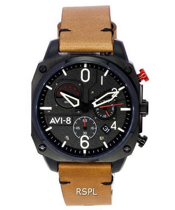 AVI-8 Hawker Hunter Charcoal Ember Brown Retrograde Chronograph Quartz AV-4052-02 miesten kello