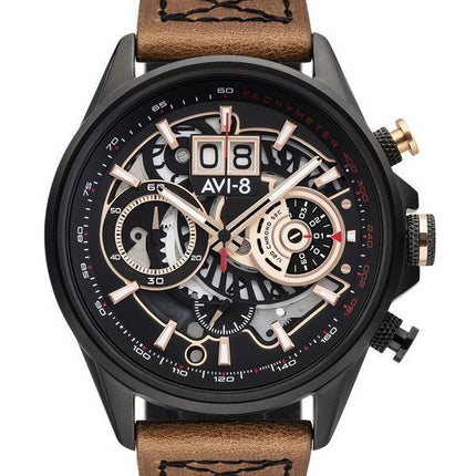 AVI-8 Hawker Harrier II Metador Chronograph Skeleton Musta kellotaulu kvartsi AV-4065-03 miesten kello