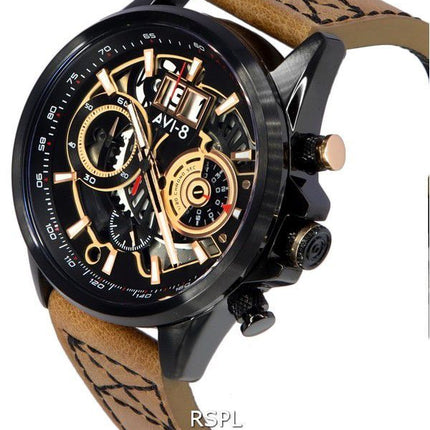 AVI-8 Hawker Harrier II Metador Chronograph Skeleton Musta kellotaulu kvartsi AV-4065-03 miesten kello