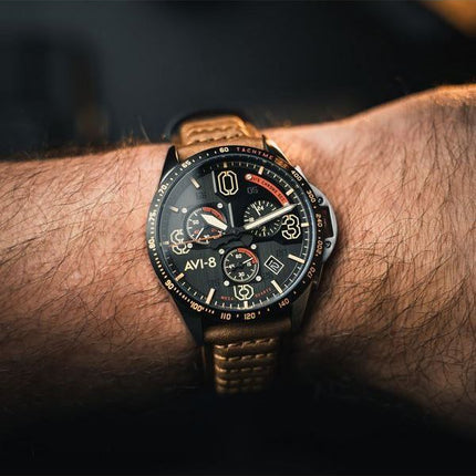 AVI-8 P-51 Mustang Blakeslee Chronograph pronssitammikvartsi AV-4077-02 miesten kello