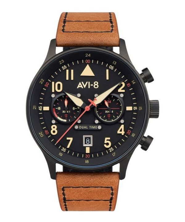 AVI-8 Hawker Hurricane Carey Dual Time Debden Black Dial Quartz AV-4088-03 Miesten kello