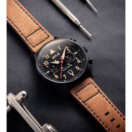 AVI-8 Hawker Hurricane Carey Dual Time Debden Black Dial Quartz AV-4088-03 Miesten kello