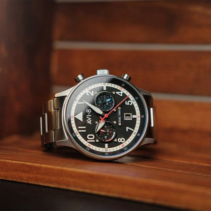AVI-8 Hawker Hurricane Carey Dual Time Rangoon Black Dial Quartz AV-4088-11 Miesten kello