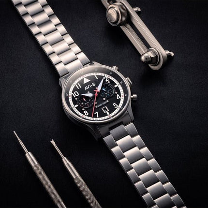 AVI-8 Hawker Hurricane Carey Dual Time Rangoon Black Dial Quartz AV-4088-11 Miesten kello