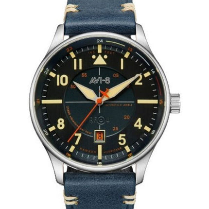 AVI-8 Hawker Hurricane Kent automaattinen Sussex-nahkahihna, sininen kellotaulu, automaattinen AV-4094-02 miesten kello