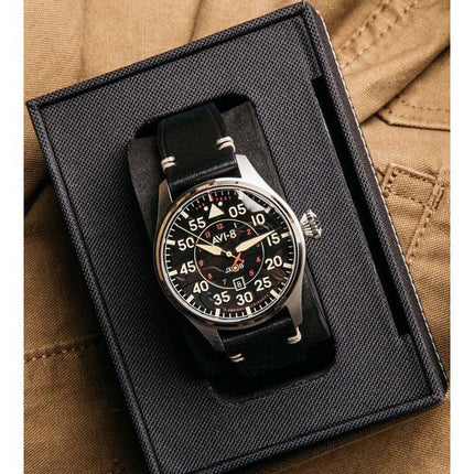AVI-8 Hawker Hurricane Kenley Clowes automaattinen musta kellotaulu AV-4097-03 miesten kello