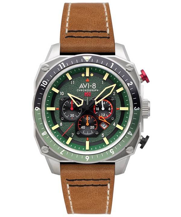 AVI-8 Hawker Hunter Atlas Dual Time Chronograph Forest Quartz AV-4100-01 Miesten kello