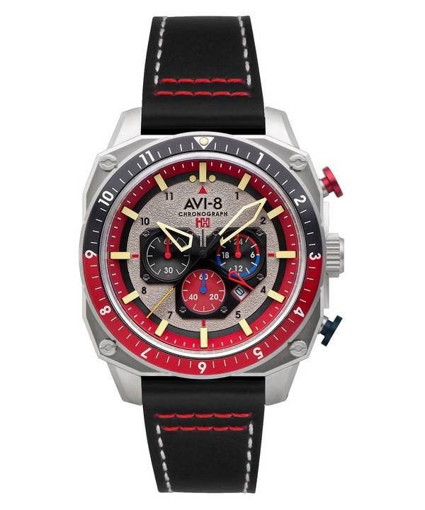 AVI-8 Hawker Hunter Atlas Dual Time Chronograph Hazard Red Quartz AV-4100-03 Miesten kello
