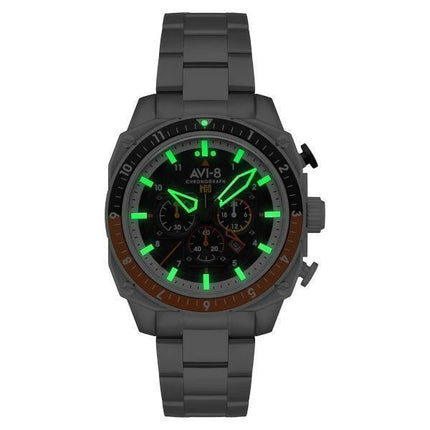 AVI-8 Hawker Hunter Atlas Dual Time Chronograph Raven Black Dial Quartz AV-4100-11 Miesten kello