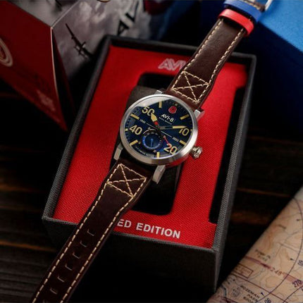 AVI-8 Dambuster 80 vuotta Royal British Legion Meca-Quartz Limited Edition laivastonsininen AV-4108-RBL-02 miesten kello