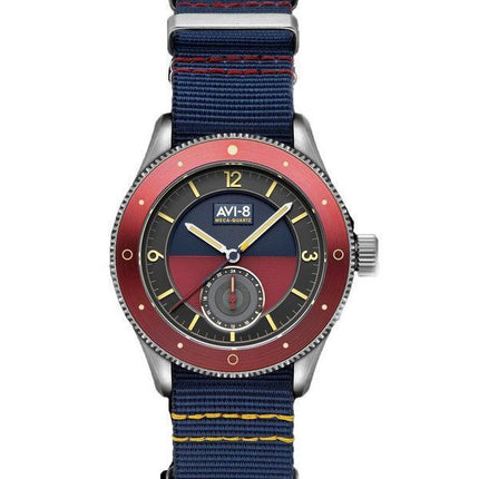 AVI-8 Flyboy Airmaster Sector Meca-Quartz tummansininen ja punainen kellotaulu AV-4112-04 miesten kello