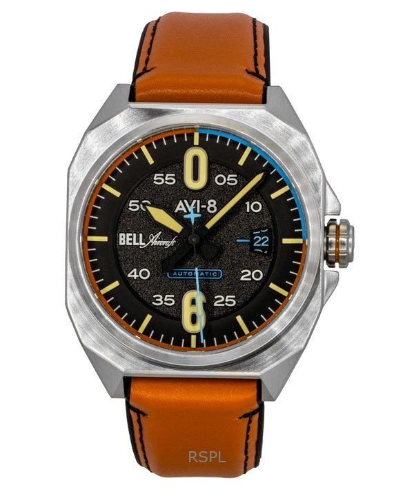 AVI-8 Bell X-1 Machbuster nahkaranneke grafiitinmusta kellotaulu automaattinen AV-4115-01 miesten kello