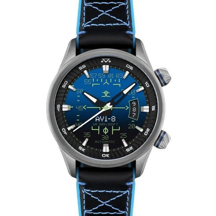 AVI-8 Hawker Harrier HUD-nahkahihna, sininen kellotaulu, automaattinen AV-4117-01 miesten kello